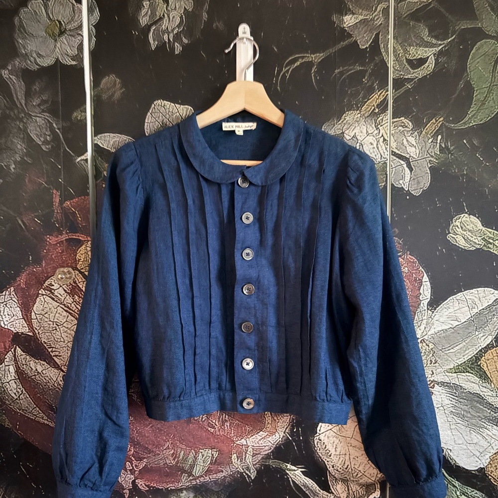 Alex Mill Indigo Pleated Button-Up Shirt